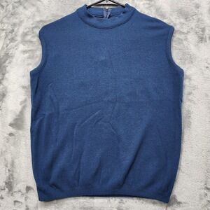 Vintage Koret of California Top Womens S Blue Mock Neck Sleeveless Stretch Knit